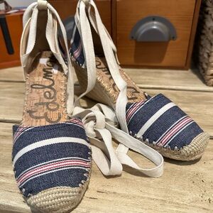 ⭐️⭐️ Sam Edelman Patsy Espadrilles Platform Sandals Tie Straps Size 8.5 wedges